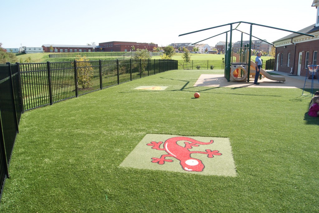 Synthetic Turf International Playground Safety Surface with Logo Graphic